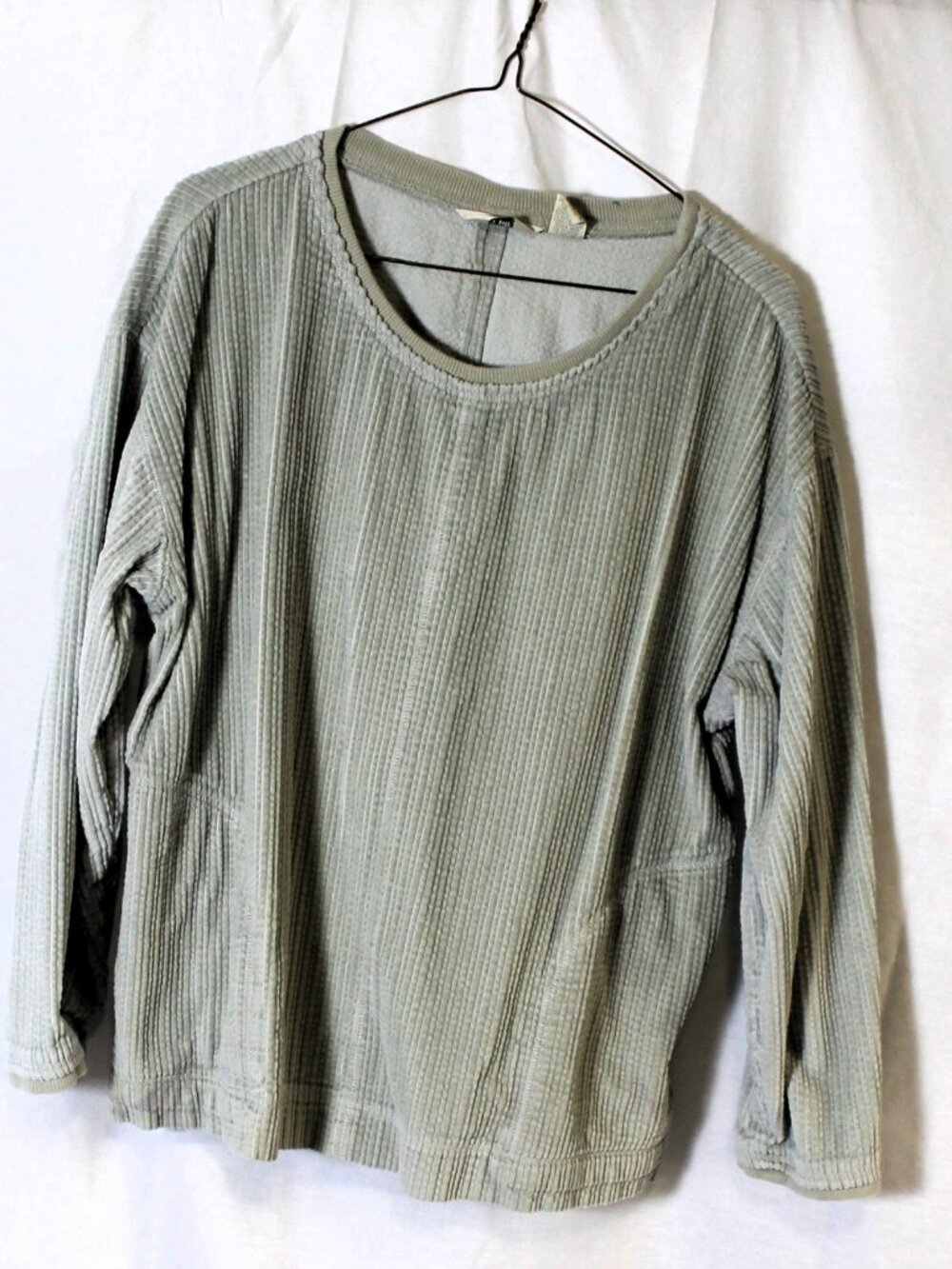 J. Jill Oversized Cotton Corduroy Pullover Top Sage Green Medium